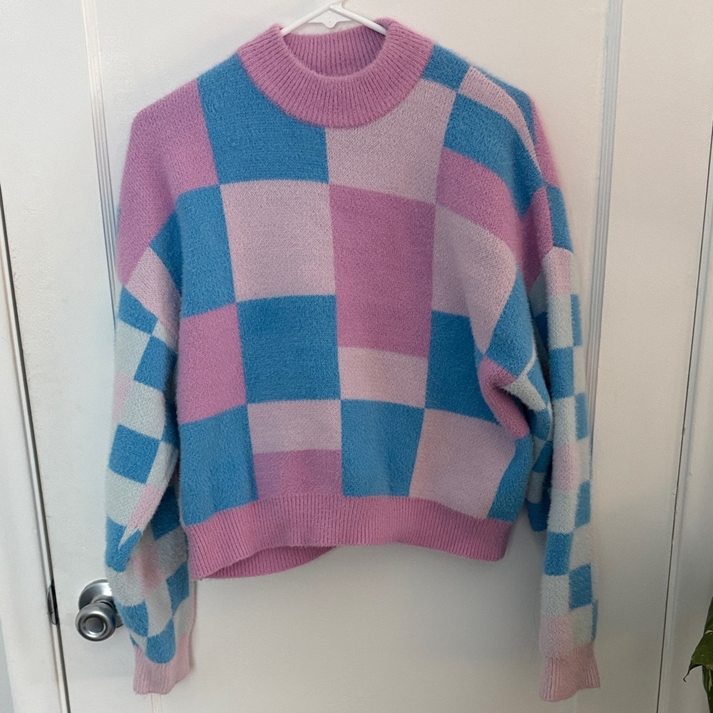 Cotton On Pink and Blue Checkered Sweater